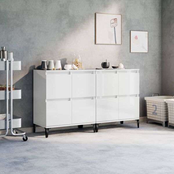 vidaXL sk&aelig;nke 2 stk. 60x35x70 cm konstrueret tr&aelig; hvid h&oslash;jglans