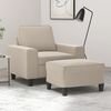 vidaXL sofastol med fodskammel 60 cm mikrofiberstof Cremefarvet