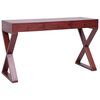 vidaXL computerbord 132 x 47 x 77 cm massivt mahognitr&aelig; brun