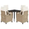 vidaXL spisebordss&aelig;t til haven 5 dele med hynder polyrattan beige