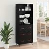 vidaXL Highboard med skuffe Sort eg 69,5 x 34 x 180 cm Konstrueret tr&aelig;