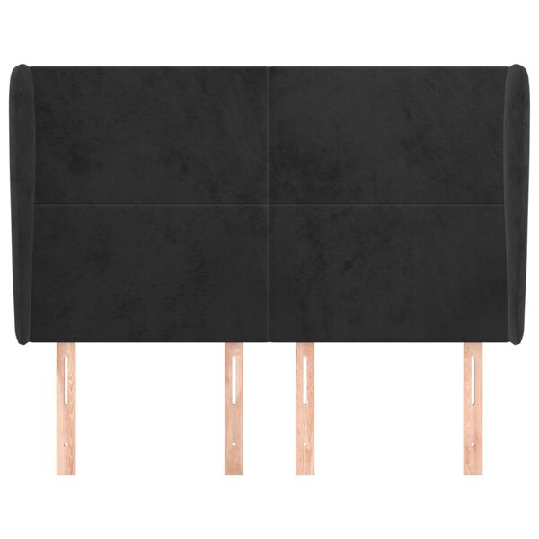 vidaXL sengegavl med kanter 147x23x118/128 cm fl&oslash;jl sort