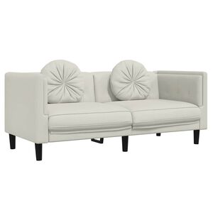 vidaXL 2-personers sofa med hynder velour cremefarvet