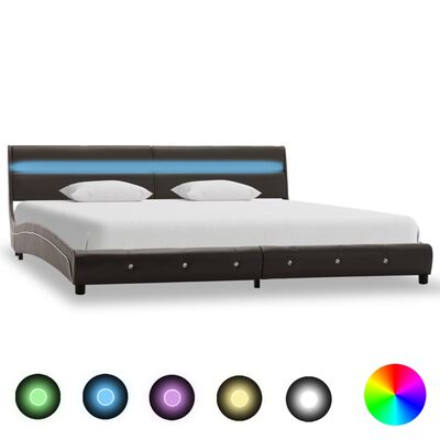 vidaXL sengestel med LED-lys 150x200 cm kunstlæder grå