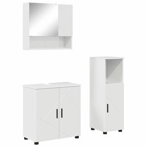 vidaXL Badev&aelig;relsesm&oslash;bel s&aelig;t 3 stk. H&oslash;j gloss hvid 61 x 35 x 64 cm