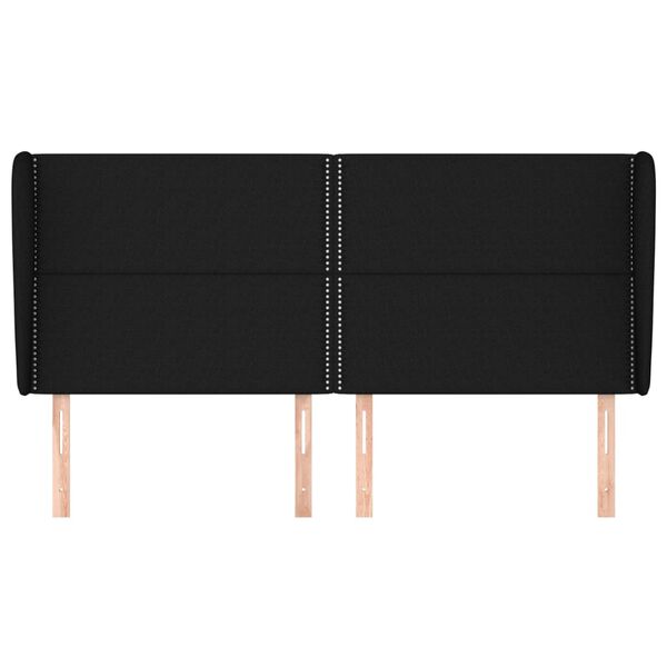 vidaXL sengegavl med kanter 183x23x118/128 cm stof sort