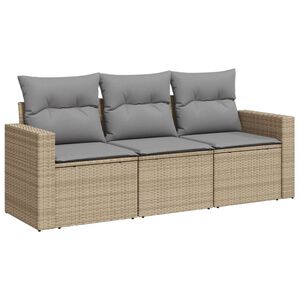 vidaXL sofas&aelig;t til haven 3 dele med hynder polyrattan beige
