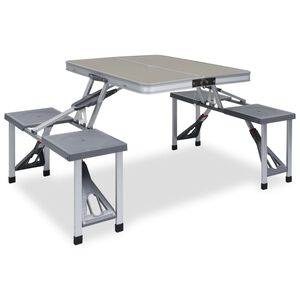 vidaXL foldbart campingbord med 4 siddepladser st&aring;l aluminium
