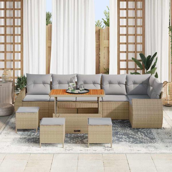 vidaXL Havesofa S&aelig;t 10 pcs Beige polyrattan