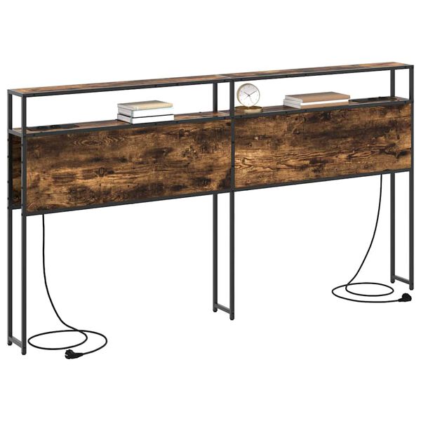 vidaXL Opbevaringshovedgavl med hylde Røget eg 180 cm Konstrueret træ