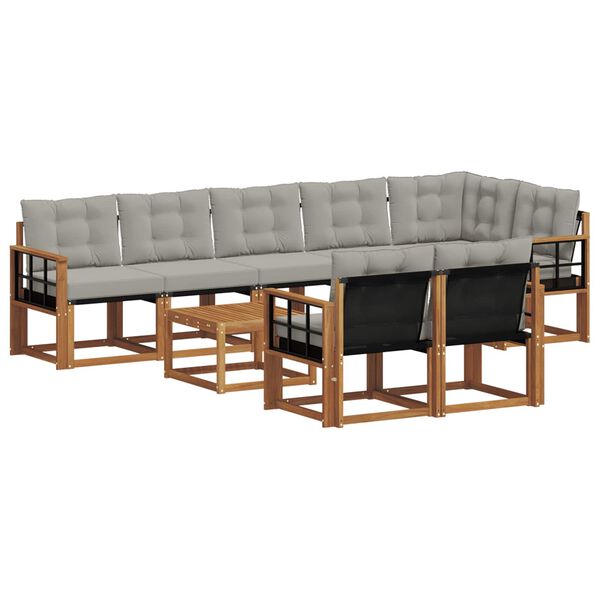 vidaXL Udend&oslash;rs sofagruppe med pude 9 pcs Naturlig og Lys Gr&aring;