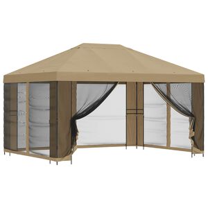 vidaXL Havel&aelig;ger med sidev&aelig;gge 4 &times; 3 m Beige Polyester og St&aring;l 190 gsm