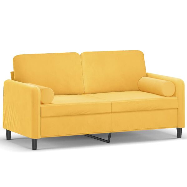 vidaXL 2-personers sofa med puder og hynder 140 cm velour lysegul