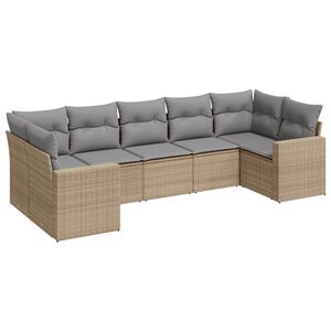 vidaXL sofas&aelig;t til haven 7 dele med hynder polyrattan beige