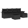vidaXL Havesofa Sæt med pude med opbevaring 6 pcs Sort Poly rattan