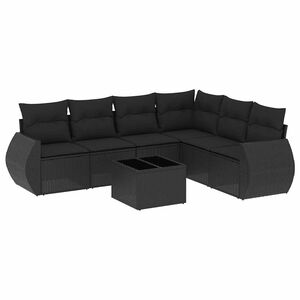 vidaXL sofas&aelig;t til haven 7 dele med hynder polyrattan sort