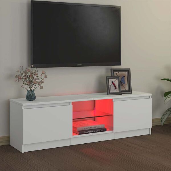 vidaXL tv-skab med LED-lys 120x30x36 cm hvid