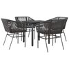 vidaXL 5 dele spisebordss&aelig;t til haven m. hynder polyrattan glas sort