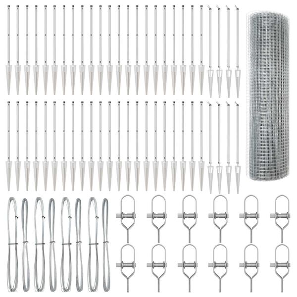 vidaXL Hegnsp&aelig;l S&oslash;lv 100 x 1 m (19 x 19 mm net) St&aring;l