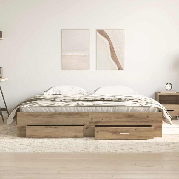 vidaXL Sengestel Artisan Egetræ 180 x 200 cm Konstrueret træ