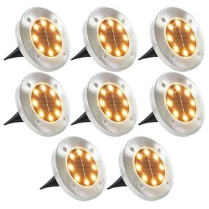 vidaXL soldrevne LED-nedgravningsspots 8 stk. varmt hvidt lys
