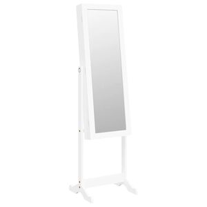vidaXL smykkeskab med spejl og LED-lys fritst&aring;ende hvid
