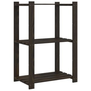 vidaXL opbevaringsreol 3 hylder 60x38x90 cm massivt fyrretr&aelig; sort