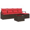 vidaXL Sofa S&aelig;t med pude med opbevaring 6 pcs Brun og R&oslash;d polyrattan