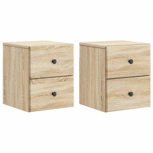 vidaXL V&aelig;gh&aelig;ngt Natbord med skuffe 2 pcs Sonoma-eg 34,5 x 33 x 40 cm