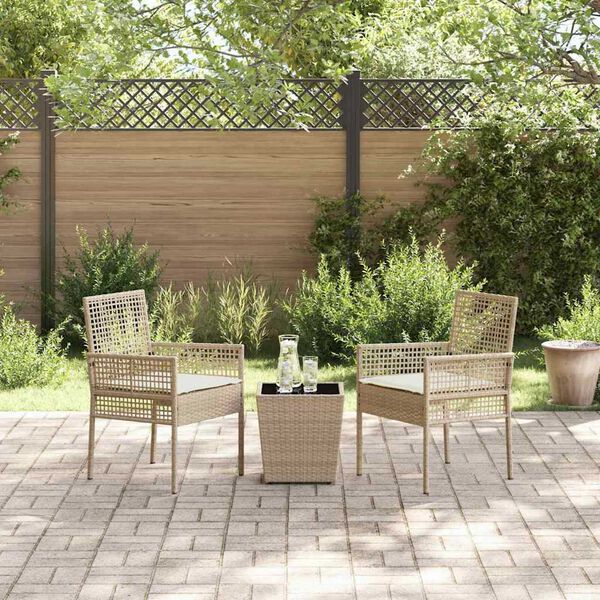 vidaXL Have Bistro Sæt 3 pcs Beige Poly rattan