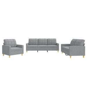 vidaXL sofas&aelig;t 3 dele med hynder stof lysegr&aring;