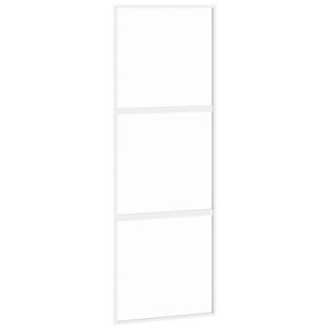 vidaXL skyded&oslash;r 76x205 cm h&aelig;rdet glas og aluminium hvid