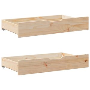 vidaXL sengeskuffer med hjul 2 stk. 90x55x17 cm massivt fyrretr&aelig;