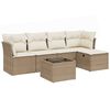 vidaXL sofas&aelig;t til haven 6 dele med hynder polyrattan beige