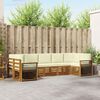 vidaXL Sofas&aelig;t med pude 7 pcs Naturlig og Fl&oslash;de Massivt Akacietr&aelig;
