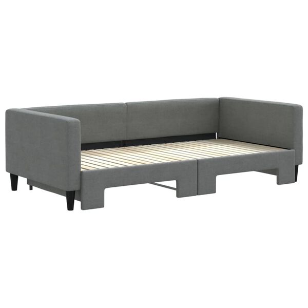 vidaXL daybed med udtr&aelig;k 100x200 cm stof m&oslash;rkegr&aring;