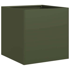 vidaXL plantekasse 40x40x40 cm koldvalset st&aring;l olivengr&oslash;n