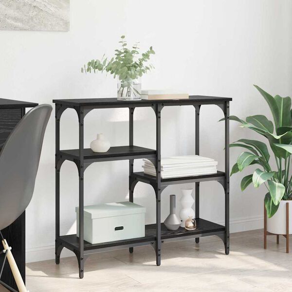 vidaXL med hylde Sort eg 80 x 29 x 75 cm Konstrueret træ