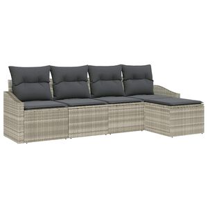 vidaXL Sofa S&aelig;t med pude 5 pcs Lysegr&aring; polyrattan
