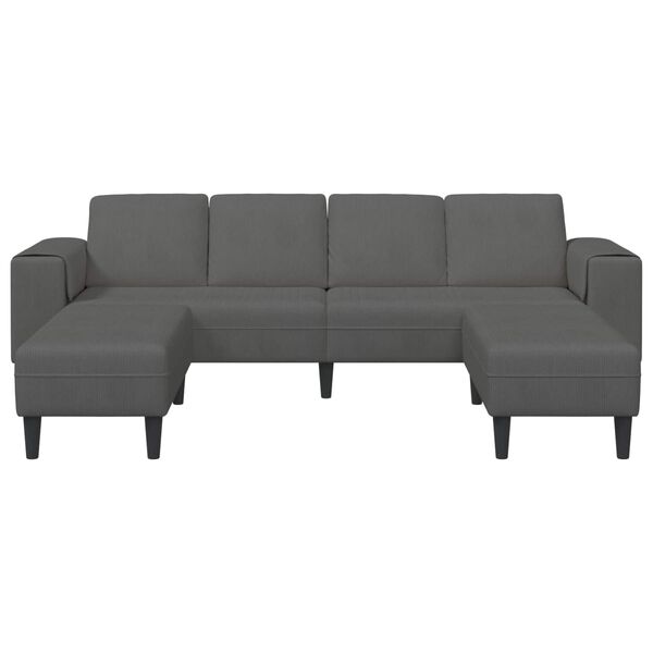 vidaXL Sofa med pude M&oslash;rkegr&aring; 250 x 188 x 76 cm Velourstof
