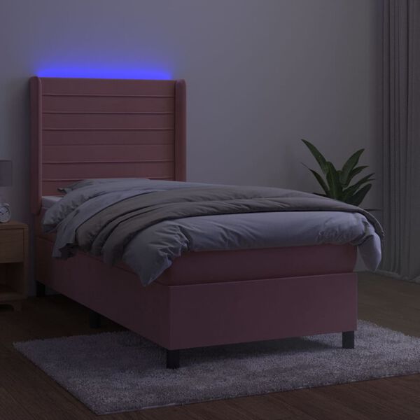 vidaXL kontinentalseng med LED-lys 80x200 cm velour pink