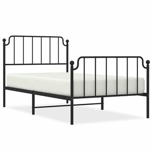 vidaXL sengeramme med sengegavl og fodg&aelig;rde 100x200 cm metal sort