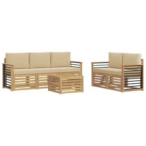 vidaXL Udend&oslash;rs sofagruppe 6 stk. Hvid og Beige Polyester