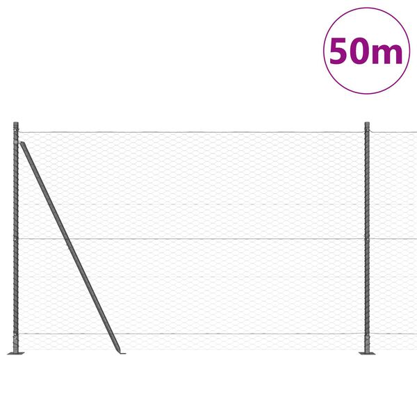 vidaXL Hegnsp&aelig;l Gr&aring; 50 x 1,6 m (36 mm net) St&aring;l og PVC
