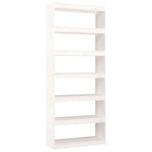 vidaXL bogreol/rumdeler 80x30x199,5 cm massivt fyrretr&aelig; hvid