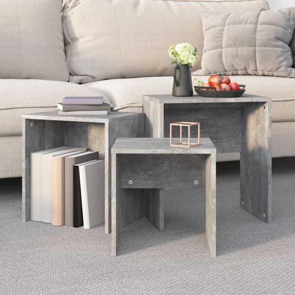 vidaXL indskudsborde 3 stk. konstrueret træ betongrå