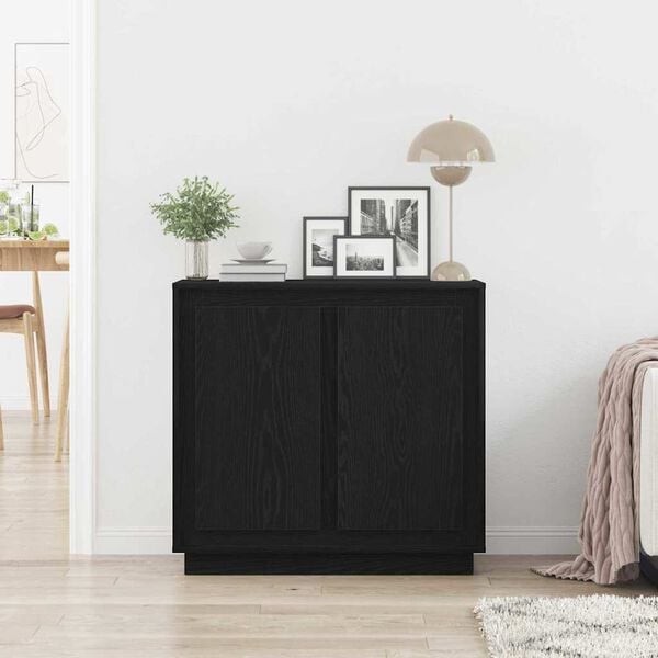 vidaXL Sideboard Sort eg 80 x 40 x 75 cm Konstrueret træ