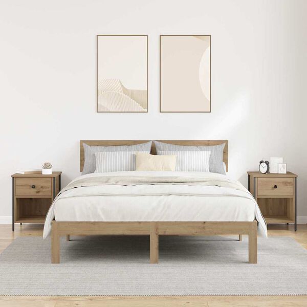 vidaXL Natskab 2 pcs Artisan Egetr&aelig; 40 x 42 x 50 cm Konstrueret tr&aelig;