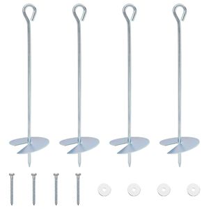 vidaXL Jordanker 4 pcs S&oslash;lv &Oslash;10 x 40 cm Galvaniseret metal