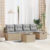 vidaXL Havesofa S&aelig;t med pude med opbevaring 6 pcs Beige Poly rattan